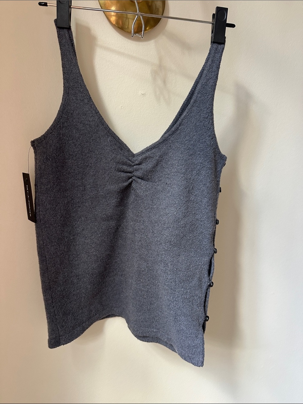 Deiji Studios Charcoal Ribbed V-Neck Tank Top - Picture 4 of 4